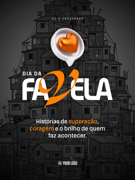 DIA DA FAVELA HISTÓRIAS DE SUPERAÇÃO SOCIAL MEDIA FLYER PSD EDITÁVEL
