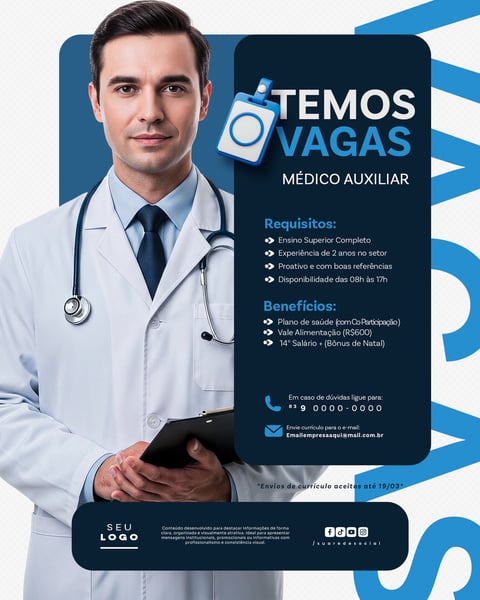 Recrutamento Emprego Temos Vagas Abertas Contratação Social Media PSD Editável 7