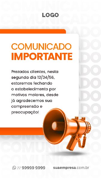 SOCIAL MEDIA PARA AVISOS E COMUNICADOS - LARANJA