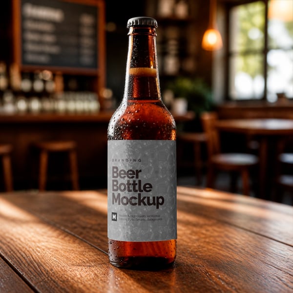GARRAFA DE CERVEJA PSD EDITÁVEL MOCKUP