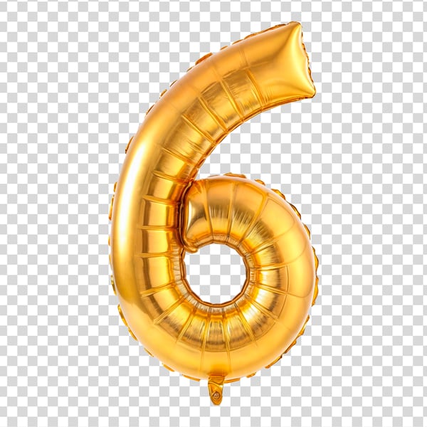 NÚMERO 6 FORMATO DE BALÃO ELEMENTO 3D PNG