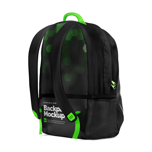 MOCHILA COM VISÃO LATERAL PSD EDITÁVEL MOCKUP