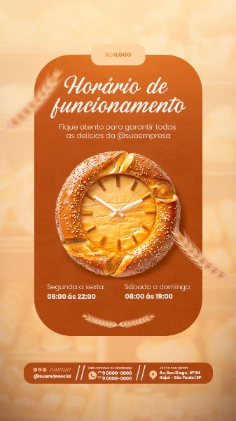 HORÁRIO DE FUNCIONAMENTO PADARIA PANIFICADORA SOCIAL MEDIA STORY