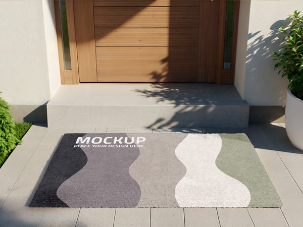 TAPETE DE PORTA MOCKUP CAPACHO BEM VINDO ACESSÓRIO CASA APARTAMENTO VISITA PSD