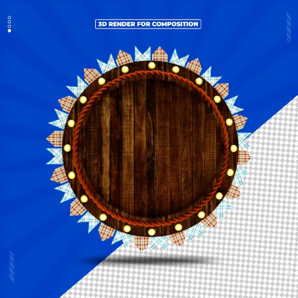 PAINEL REDONDO DE MADEIRA FESTA JUNINA 3D