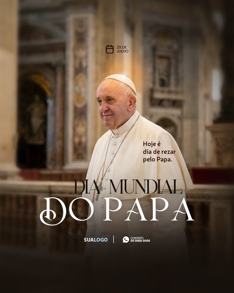 DIA DO PAPA 29 DE JUNHO PARABÉNS SOCIAL MEDIA PSD EDITÁVEL 3