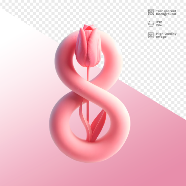 DIA DA MULHER -  ELEMENTO 3D NÚMERO 8 PARA COMPOSIÇÃO