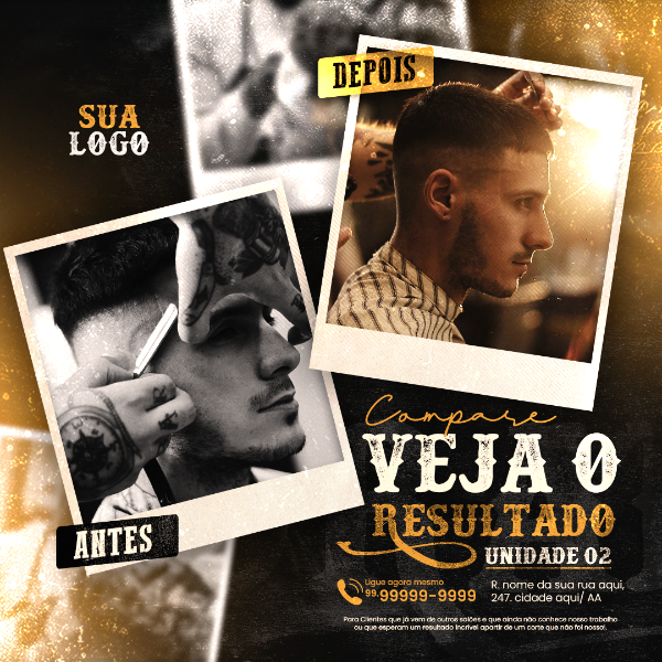 BARBEARIA SOCIAL MEDIA POST - ANTES E DEPOIS DOS NOSSOS CLIENTES