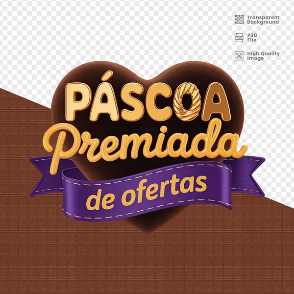 SELO 3D PARA PÁSCOA PSD EDITÁVEL