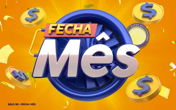 SELO 3D SUPERMERCADO FECHA MÊS PNG