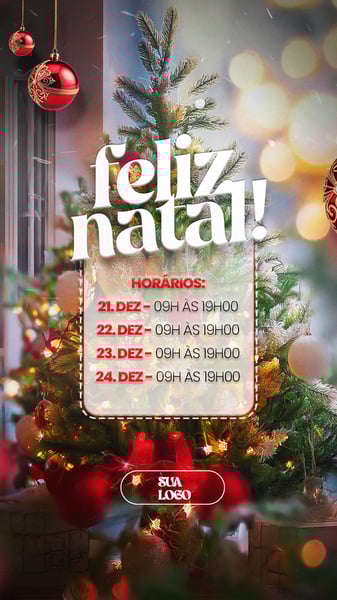 FELIZ NATAL 25 DE DEZEMBRO AVISO INFORME HORÁRIO COMUNICADO SOCIAL MEDIA PSD EDITÁVEL