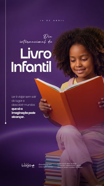DIA INTERNACIONAL DO LIVRO INFANTIL 02 DE ABRIL ESCOLA SOCIAL MEDIA PSD EDITÁVEL 1 STORY