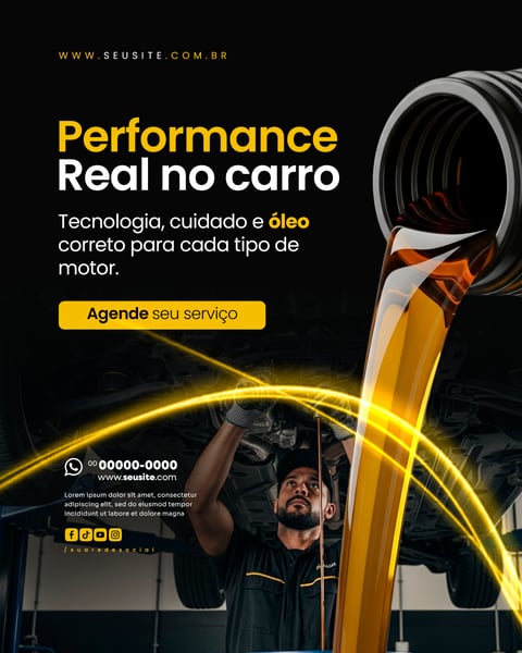 Troca de Óleo Oficina Mecânica Social Media PSD Editável 5