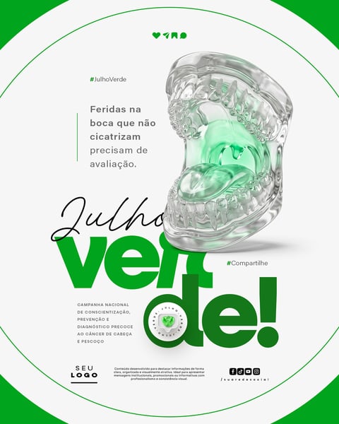 JULHO VERDE CAMPANHA PREVENÇÃO E DIAGNÓSTICO CÂNCER DE CABEÇA E PESCOÇO SOCIAL MEDIA PSD EDITÁVEL 6
