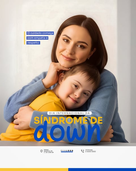 DIA INTERNACIONAL DA SÍNDROME DE DOWN 21 DE MARÇO SOCIAL MEDIA PSD EDITÁVEL 1