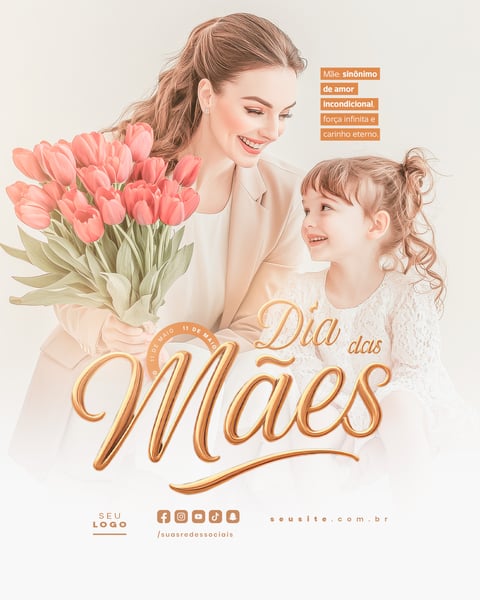 DIA DAS MÃES PARABÉNS PELO SEU DIA SOCIAL MEDIA FEED EDITÁVEL