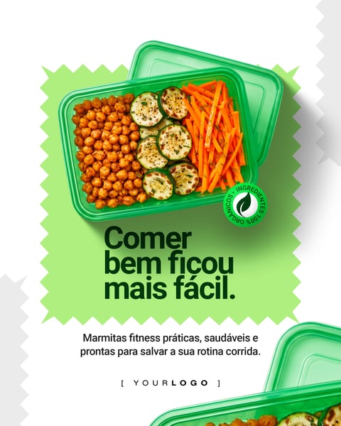 MARMITA FITNESS COMER FICOU BEM MAIS FÁCIL SOCIAL MEDIA PSD EDITÁVEL
