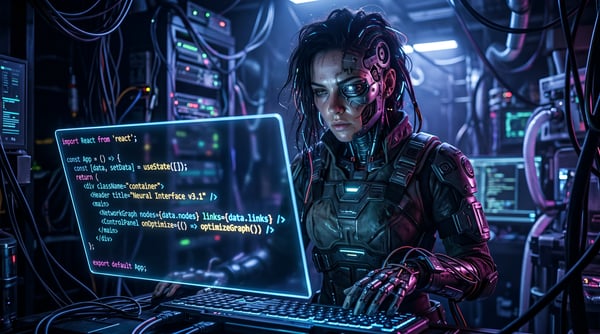 MULHER CYBORG TELAS HOLOGRÁFICAS FICÇÃO CIENTÍFICA TECNOLOGIA IA FUTURO REALIDADE VIRTUAL 01