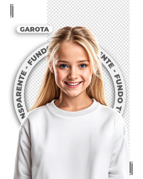 GAROTA COM MOLETON BRANCO | IMAGEM SEM FUNDO | PSD EDITÁVEL