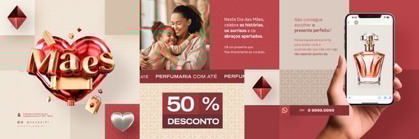 EEN DIA DAS MÃES SELO 3D E CAMPANHA SOCIAL MEDIA POST PSD TEMPLATE 7 CARROSSEL