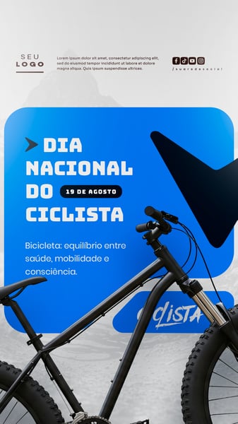 Dia Nacional do Ciclista 19 de Agosto Social Media Psd Editável Story