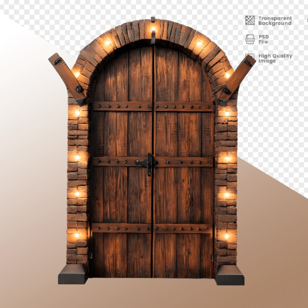 PORTA DE MADEIRA COM LUZ - ELEMENTO 3D PARA COMPOSIÇÃO