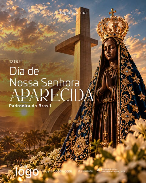 DIA DE NOSSA SENHORA APARECIDA 12 DE OUTUBRO SOCIAL MEDIA PSD EDITÁVEL 2