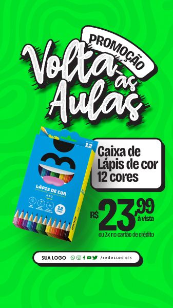 STORY - VOLTA AS AULAS PAPELARIA - LÁPIS DE COR 12 CORES