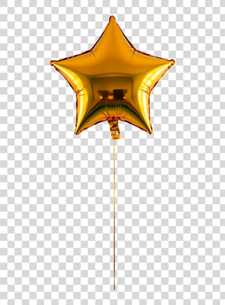 BALÃO DOURADO EM FORMATO DE ESTRELA ELEMENTO PNG