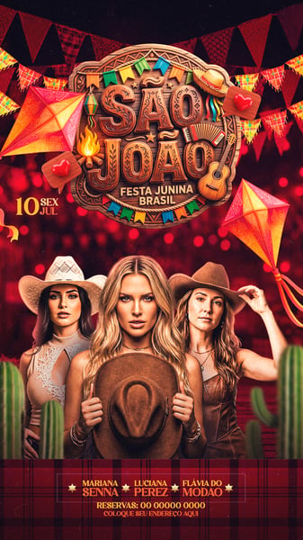 FLYER PARA EVENTOS SÃO JOÃO FESTA JUNINA BRASIL STORYS