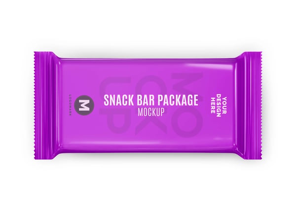 EMBALAGEM BRILHANTE DE COMIDA PSD EDITÁVEL MOCKUP