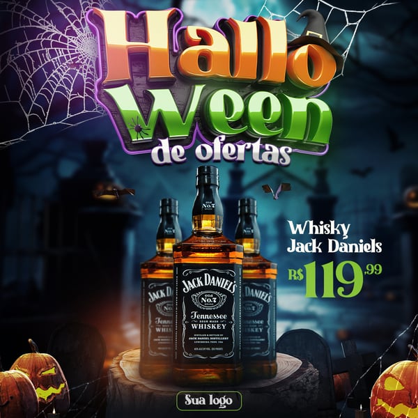 Halloween Selo 3D Social Media PSD Editável 