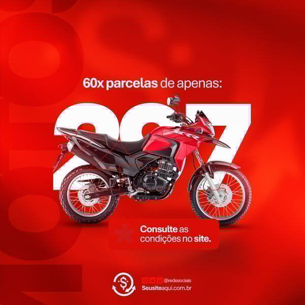 CONSÓRCIO FINANCIAMENTO SEGUROS CONCESSIONÁRIA MOTO CARRO SOCIAL MEDIA PSD EDITÁVEL