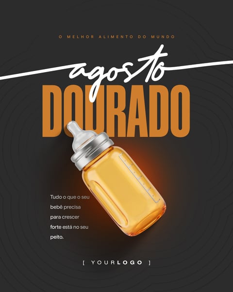 AGOSTO DOURADO MAMADEIRA TEMA ESCURO FLYER DIGITAL PSD EDITÁVEL