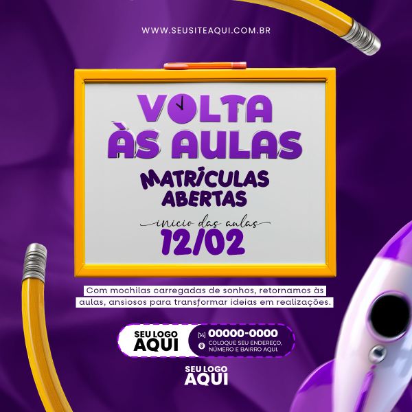 VOLTA ÀS AULAS | MATRÍCULAS ABERTAS | ESCOLA | PSD EDITÁVEL