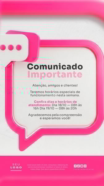 COMUNICADO AVISO STORY SOCIAL MEDIA PSD EDITÁVEL 1