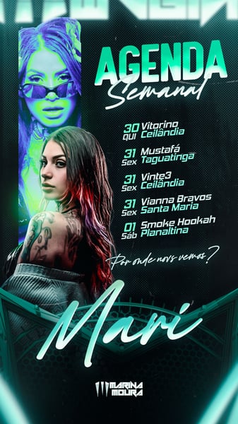 FLYER ARTISTA AGENDA DE SHOWS AGENDA SEMANAL PSD EDITÁVEL