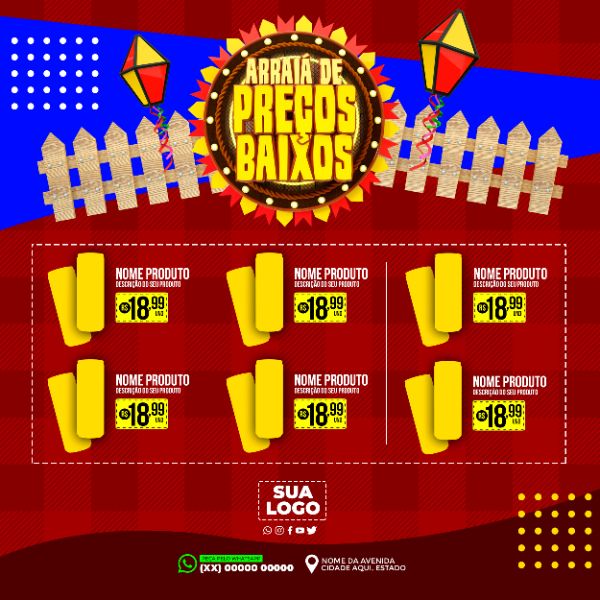 ENCARTE PARA SUPERMERCADOS ARRAIÁ DE PREÇOS BAIXOS