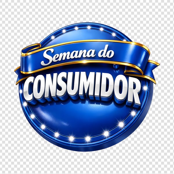SELO 3D SEMANA DO CONSUMIDOR AZUL COM LAÇO DOURADO 02