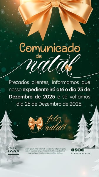 COMUNICADO DE NATAL AVISO ANÚNCIO RECESSO FERIADO STORY SOCIAL MEDIA PSD EDITÁVEL 3