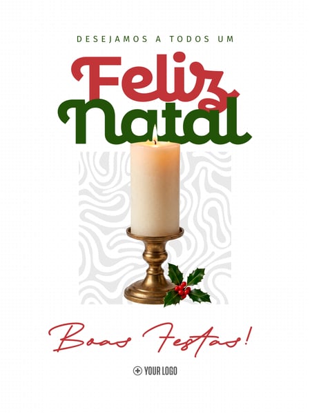 FELIZ NATAL E BOAS FESTAS COM VELA SOCIAL MEDIA FLYER PSD EDITÁVEL