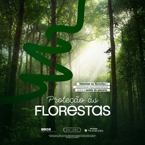11 DE JULHO - DIA DE PROTEÇÃO ÀS FLORESTAS FLYER SOCIAL MEDIA PSD EDITÁVEL