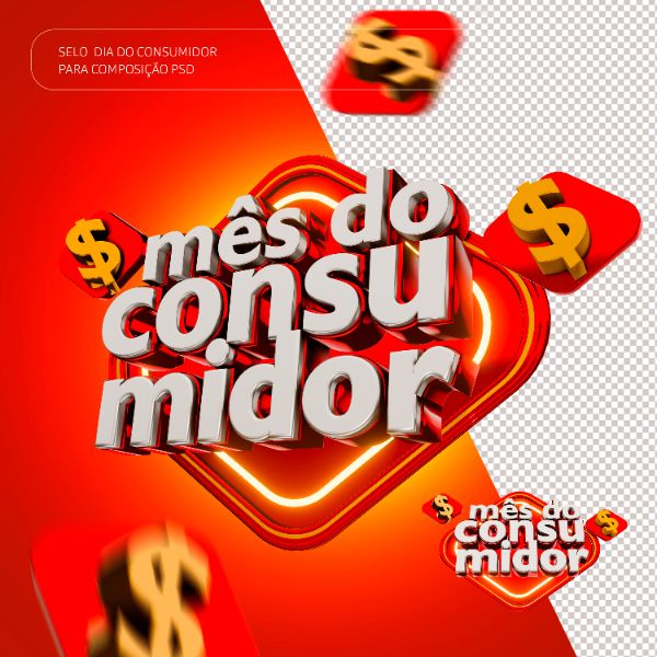 MÊS DO CONSUMIDOR SELO 3D VERMELHO