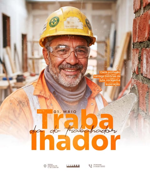 DIA DO TRABALHADOR 01 DE MAIO PARABÉNS SOCIAL MEDIA PSD EDITÁVEL 4