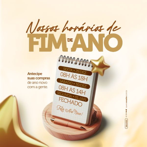 SOCIAL MEDIA - FELIZ ANO NOVO - HORÁRIOS DE FIM DE ANO