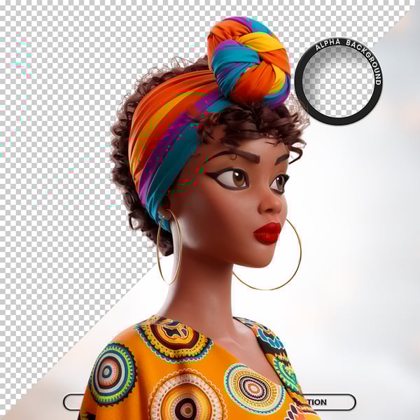 MULHER NEGRA AFRO ELEMENTO PSD PNG 23
