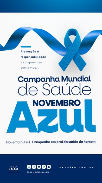NOVEMBRO AZUL MÊS DE COMBATE AO CÂNCER DE PRÓSTATA CAMPANHA MUNDIAL DE SAÚDE SOCIAL MEDIA PSD EDITÁVEL STORY 1