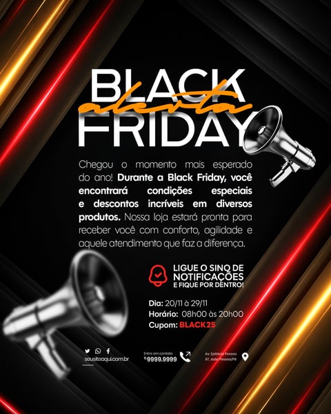 BLACK FRIDAY AVISO COMUNICADO ANÚNCIO SOCIAL MEDIA PSD EDITÁVEL 13