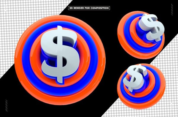 ÍCONE DINHEIRO 3D REDES SOCIAIS