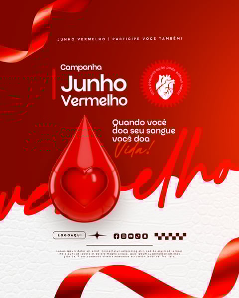 JUNHO VERMELHO CAMPANHA DE DOAÇÃO DE SANGUE CAMPANHA DE SAÚDE SOCIAL MEDIA FEED